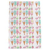 かわいいパーソナライズされたアイスポップ夏誕生日女子 ミディアムペーパーバッグ (裏面)