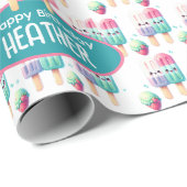 かわいいパーソナライズされたアイスポップ夏誕生日女子 ラッピングペーパー (ロールコーナー)