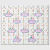 かわいいパーソナライズされたアイスポップ夏誕生日女子 ラッピングペーパー (フラット)