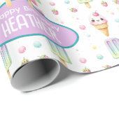 かわいいパーソナライズされたアイスポップ夏誕生日女子 ラッピングペーパー (ロールコーナー)