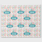 かわいいパーソナライズされたアイスポップ夏誕生日女子 ラッピングペーパー (フラット)