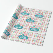 かわいいパーソナライズされたアイスポップ夏誕生日女子 ラッピングペーパー (アンロールド)
