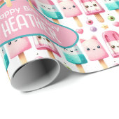 かわいいパーソナライズされたアイスポップ夏誕生日女子 ラッピングペーパー (ロールコーナー)