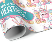 かわいいパーソナライズされたアイスポップ夏誕生日女子 ラッピングペーパー (ロールコーナー)