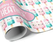 かわいいパーソナライズされたアイスポップ夏誕生日女子 ラッピングペーパー (ロールコーナー)