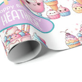 かわいいパーソナライズされたアイスポップ夏誕生日女子 ラッピングペーパー (ロールコーナー)