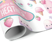 かわいいパーソナライズされたアイスポップ夏誕生日女子 ラッピングペーパー (ロールコーナー)