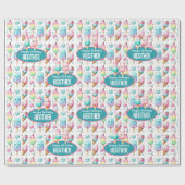 かわいいパーソナライズされたアイスポップ夏誕生日女子 ラッピングペーパー (フラット)
