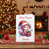 かわいいパーソナライズされたアキソトロルクリスマスカラーリングページ カード