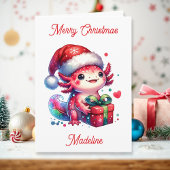 かわいいパーソナライズされたアキソトロルクリスマスカラーリングページ カード