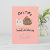 かわいいパーソナライズされたウンチ&TP (トイレ紙)パーティー 招待状 (スタンド正面)