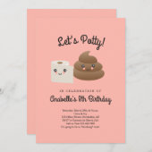 かわいいパーソナライズされたウンチ&TP (トイレ紙)パーティー 招待状 (正面/裏面)