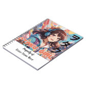 かわいいパーソナライズされたオタクガールアニメノート ノートブック (左側)