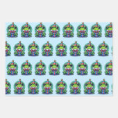 かわいいパーソナライズされたカエルをテーマにした誕生日 ラッピングペーパーシート (正面)