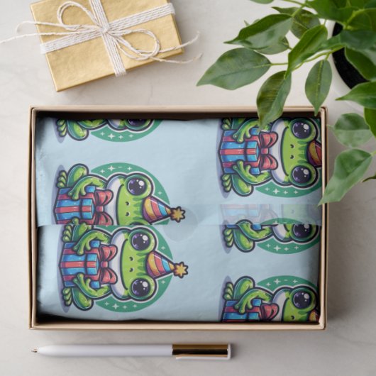 かわいいパーソナライズされたカエルをテーマにした誕生日 薄葉紙 (ギフト)