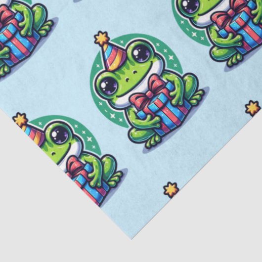 かわいいパーソナライズされたカエルをテーマにした誕生日 薄葉紙 (詳細)