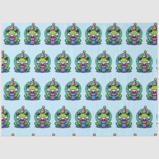 かわいいパーソナライズされたカエルをテーマにした誕生日 薄葉紙 (正面)