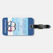 かわいいパーソナライズされたカップルのペンギン荷物タグ ラゲッジタグ (裏面横)