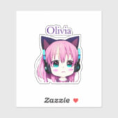 かわいいパーソナライズされたガール（ヘッドフォン付き） シール (シート)