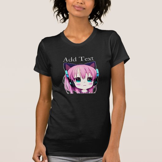 かわいいパーソナライズされたガール(ヘッドフォン付き) Tシャツ (正面)