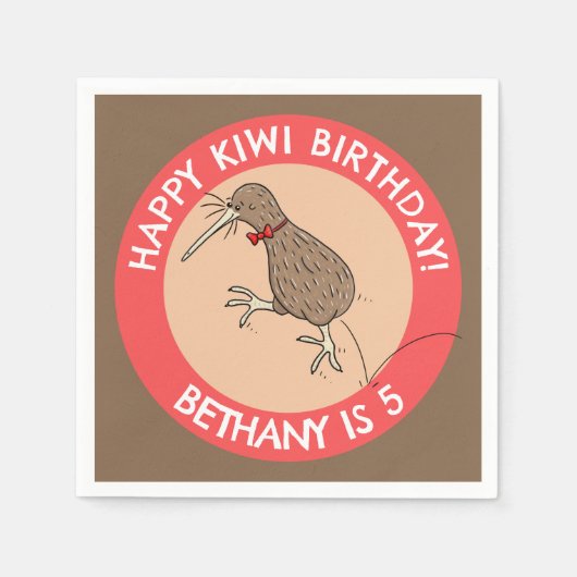 かわいいパーソナライズされたキウイの誕生日の漫画 スタンダードカクテルナプキン (正面)