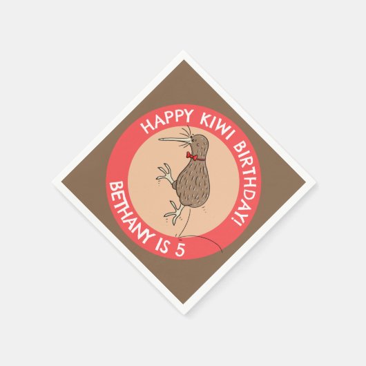 かわいいパーソナライズされたキウイの誕生日の漫画 スタンダードカクテルナプキン (角)