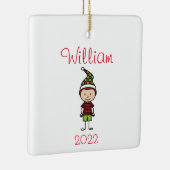 かわいいパーソナライズされたキッズクリスマス セラミックオーナメント (右)