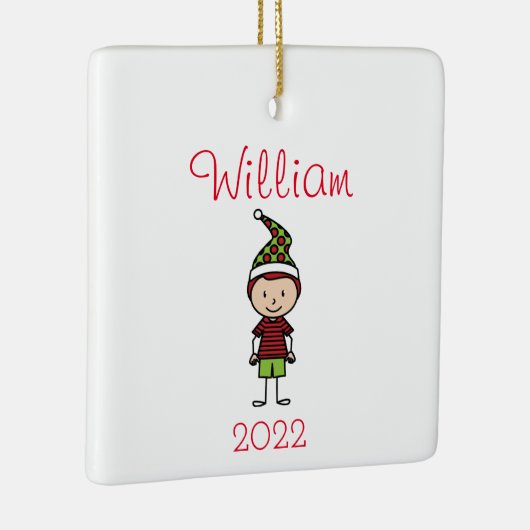 かわいいパーソナライズされたキッズクリスマス セラミックオーナメント (右)