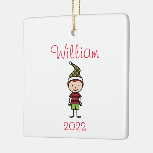 かわいいパーソナライズされたキッズクリスマス セラミックオーナメント (左)