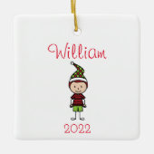 かわいいパーソナライズされたキッズクリスマス セラミックオーナメント (正面)