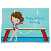かわいいパーソナライズされたキッズジムティックス女子誕生日 ラージペーパーバッグ (正面)