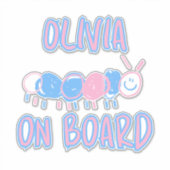 かわいいパーソナライズされたキッズドールワームスケッチ シール (正面)