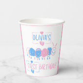 かわいいパーソナライズされたキッズドールワーム描画誕生日 紙コップ (裏面)