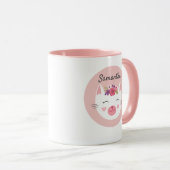 かわいいパーソナライズされたキッズピンクバレンタインキャットマグ マグカップ (正面右)