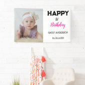 かわいいパーソナライズされたキッズフォトエイジ誕生日パーティー 横断幕 (インサイチュ)