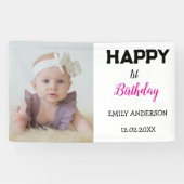 かわいいパーソナライズされたキッズフォトエイジ誕生日パーティー 横断幕 (横)