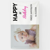 かわいいパーソナライズされたキッズフォトエイジ誕生日パーティー 横断幕 (縦)