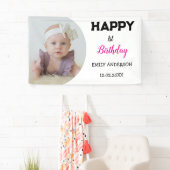 かわいいパーソナライズされたキッズフォトエイジ誕生日パーティー 横断幕 (インサイチュ)