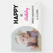 かわいいパーソナライズされたキッズフォトエイジ誕生日パーティー 横断幕 (縦)
