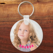 かわいいパーソナライズされたキッズフォト名 キーホルダー (裏面)