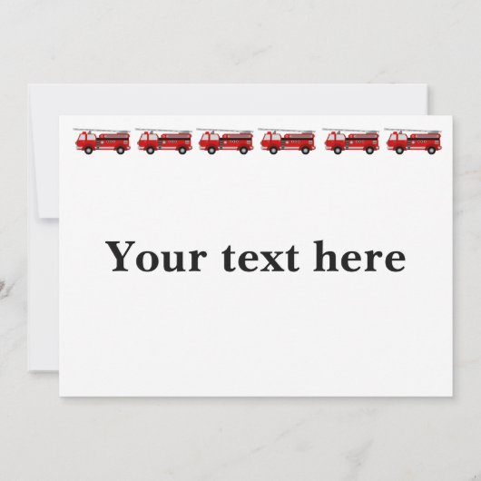 かわいいパーソナライズされたキッズレッドファイアートラック招待状 招待状 (裏面)
