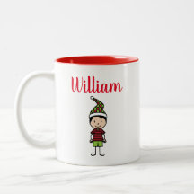 かわいいパーソナライズされたキッズレッドホワイトクリスマス