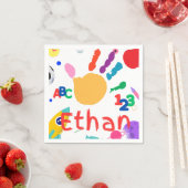 かわいいパーソナライズされたキッドのABCハンド絵を描123 スタンダードカクテルナプキン (インサイチュ)