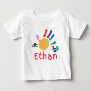 かわいいパーソナライズされたキッドのABCハンド絵を描123 ベビーTシャツ