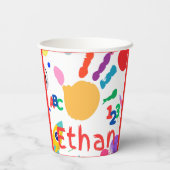 かわいいパーソナライズされたキッドのABCハンド絵を描123 紙コップ (裏面)