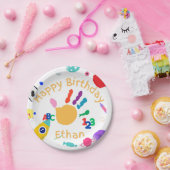 かわいいパーソナライズされたキッドのABCハンド絵を描123 HB ペーパープレート (パーティー)