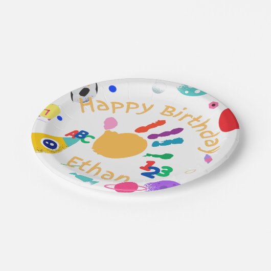 かわいいパーソナライズされたキッドのABCハンド絵を描123 HB ペーパープレート (アングル)