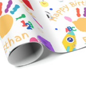 かわいいパーソナライズされたキッドのABCハンド絵を描123 HB ラッピングペーパー (ロールコーナー)