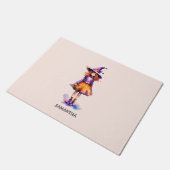 かわいいパーソナライズされたキッドウィッチハロウィーン ドアマット (アングル)