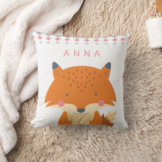 かわいいパーソナライズされたキツネ枕 クッション (ブランケット)